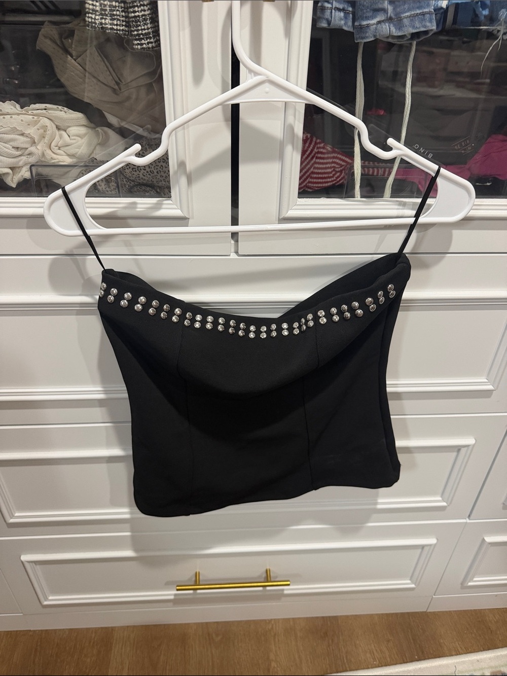 Zara Black Studded Spaghetti-Strap Camisole